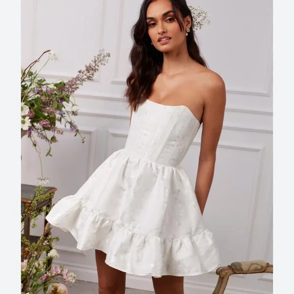 knee length dresses for ladies Hollie Structured Corset Mini Dress / White | Meshki